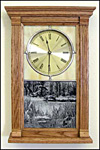 Mantle or Small Wall Clock with Stained Glass Top & Etched Glass Bottom Panel