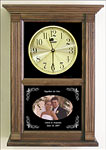 Small Wall Clock with Custom Text and Corner Etching with Mat for Your Photo