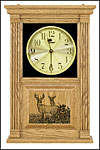 Mantle or Small Wall Clock with Etched Wood Panel