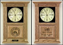 Mantle or Small Wall Clock with Logo, Clipart, and/or Custom Text Etching on Wood Panel