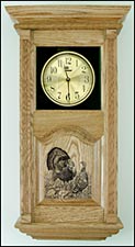 Large Oak Wall Clock with Laser Etched Arched Wood Panel
