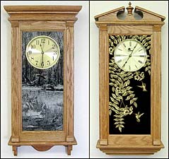 Wall Clock with Full Glass Etched Panel