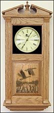 Large Oak Wall Clock with Laser Etched Wood Panel