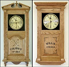 Wall Clock with Golf Design & Custom Name Etched on Wood Panel