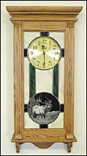 Wall Clock with Stained Glass Panel & Etching