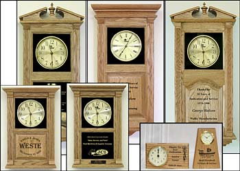 corporate logo clocks and retirement awards clocks