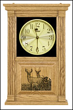 Etched Hunter's Clock, whitetail deer clock