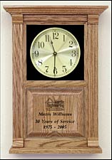 oak clock with custom etching