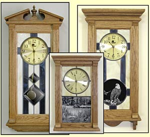 Stained Glass Oak Clocks