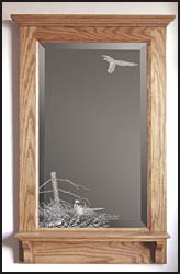 wildlife etched mirror and mirrors with pheasants