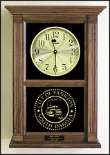walnut logo etched clock
