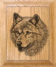 wolf clock etching